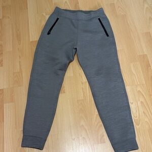 Gray Jogger Pants with Black Zipper Pockets